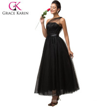 2015 Meilleure vente Grace Karin Sexy One épaule Robe de bal Tulle Robe de soirée incolore noire CL007561